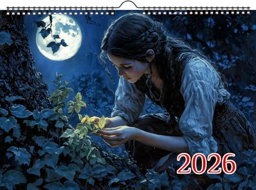 2026 Wall Calendar [8x12] Lunar Healers: Herbal Magic and Midnight Rituals in Enchanted Nocturnal Botanicals and Mystical Sorcery Artwork