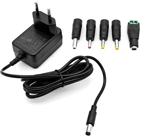 JZK 10 W 5 V 2 A Alimentation avec connecteur 5,5 x 2,1 mm et 5 connecteurs alternatifs 5,5 x 2,5 mm, 3,5 x 1,35 mm, 4,0 x 1,7 mm, 4,8 x 1,7 mm, borne LED, adaptateur secteur/chargeur pour ruban LED