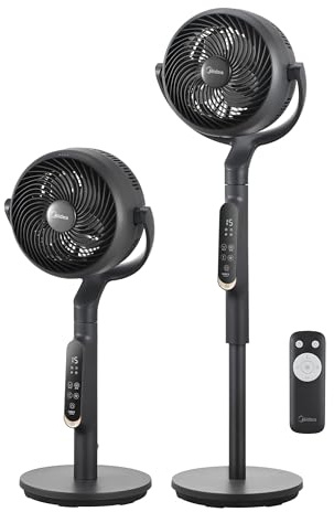 Midea Standventilator leise mit DC Motor FG18-26XRD(BL), 19 dB, 15 m Reichweite, Air Circulator, 78/110 cm höhenverstellbar, 15 Stufen, 3 Modi, 90° Oszillation, für Schlafzimmer, Büro & Wohnzimmer