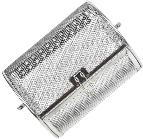 Abaodam Panier à Barbecue INOX Rotatif 14x23 Cm pour Cuisson Uniforme de Noix et Fruits Secs, Outil Cuisine Pratique pour Grillades en Extérieur et Réunions Familiales