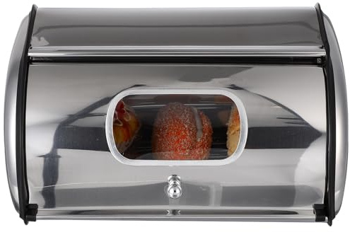 AMUSLESUR Caja para Pan de Acero Inoxidable Tapa Hermética, Organizador para Hogar Base Ancha que Mantiene el Sabor del Pan Fresco y Es Adecuado para Cocinas