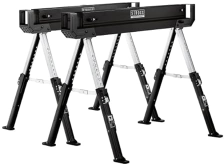 Stroxx Arbeitsbock klappbar höhenverstellbar 62-82 cm, 2er-Set robuste Metallkonstruktion