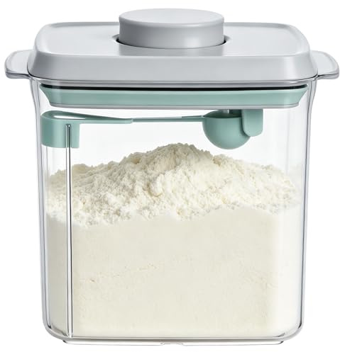 PEAKTOP Milk Powder Dispenser, 1700ml Transparent Formula Powder Pots | Stackable Milk Powder Dispenser Pot With Lid, Airtight Containers Food Storage Container For Cereal, Machine, Coffee