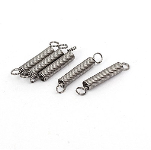 sourcing map 5 Stück 0,3mmx3mmx20mm 304 Edelstahl Zugfedern Silber Farbton