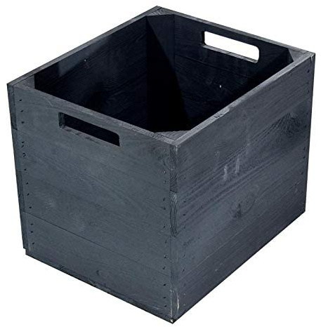 2 schwarze Holzkisten für Kallax Regale 33cm x 37,5cm x 32,5cm Einsatzkiste black Fach Obstkiste Weinkiste Aufbewahrungsboxen Vintage Natur Regal