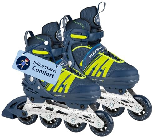 HUDORA Inline Skates Comfort - Inliner für Kinder & Jugendliche in versch. Größen - Roller Skates bis zu 6 Größen in Weite & Länge verstellbar - atmungsaktive Freizeit Inline Skates