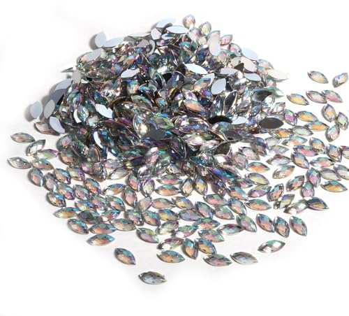 500 Stück Flatback, 7 x 15 mm, Wassertropfen, Acryl-Kristall, Spezialeffekte, 5 Farben zur Auswahl (Silber)