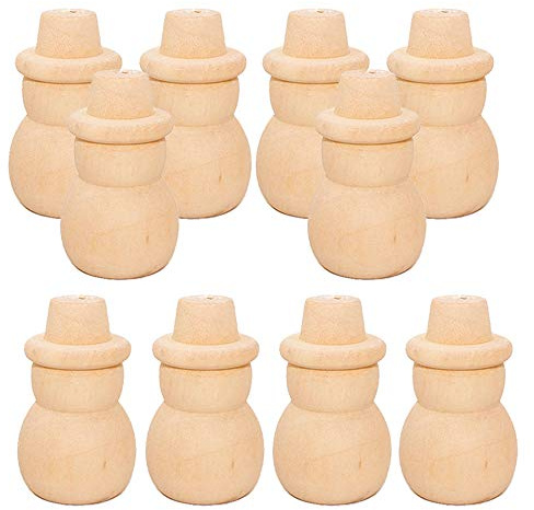 VOANZO 10 Stücke 51mm Unvollendete Schneemann Puppe Körper Engel Puppe Körper, Holzpuppe Menschen für Kinder Kunst und Kreative DIY Handwerk (10-Schneemann)