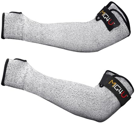 MIG4U - Protectores de brazo de protección de seguridad con ranura para pulgar, ajuste ajustable, 45 cm para hombres y mujeres en el trabajo, construcción, granja, jardinería, 1 par de 45 cm gris
