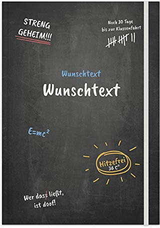printplanet® - Notizbuch mit Name oder Text selbst gestalten - A4 Tagebuch personalisieren und bedrucken - Motiv: Schultafel