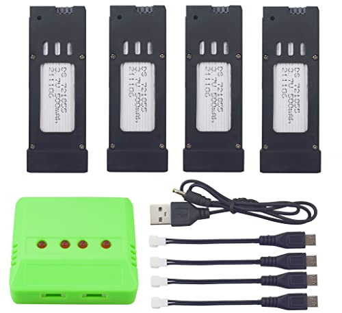 ZYGY 4PCS 3.7V 500mAh Batterie au Lithium + 1PCS 4in1 Chargeur pour E58 JY019 S168 Faltbar RC Drone
