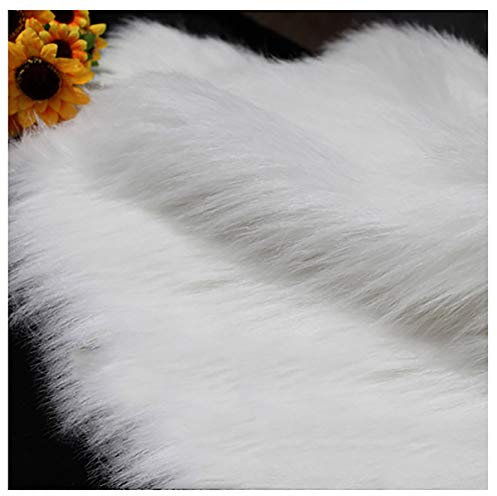 Tjock 150 x 50 cm lång lugg 60 mm fuskpäls tyg för stoppning gör-det-själv hantverk, mjuk falsk plysch päls lyx Shag tyg för kostymer kappa cosplay öra fursuit mattor rekvisita bakgrunder (färg: vit)