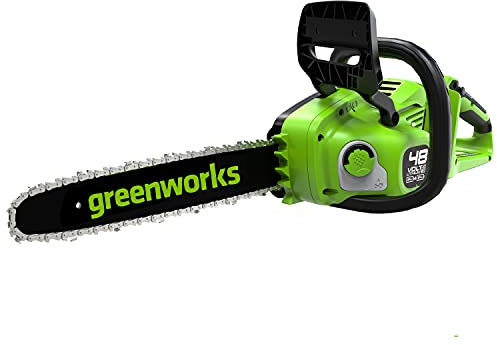 Greenworks 48V (24V x 2) Tronçonneuse à Batterie Moteur Sans Balais, Longueur des barres 35cm, Vitesse 20 m/s, Graisseur Automatique, SANS Batterie 24V Ni Chargeur, Garantie 3 Ans