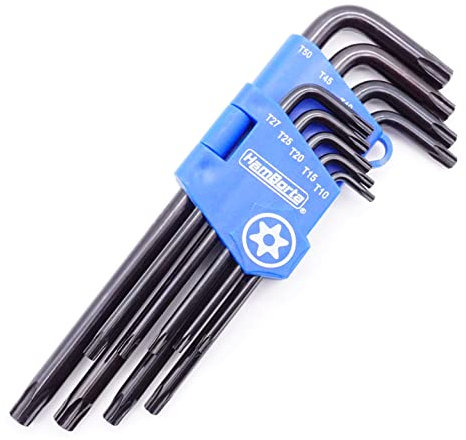 HemBorta® Chiavi Torx di Sicurezza 9PZ Set Chiavi a Brugola, Estremità Cava Torx T10-T50 Lunga, Stella Chiavi a Prova di Manomissione T10, T15, T20, T25, T27, T30, T40, T45 e T50