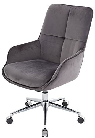 Mendler Bürostuhl HWC-J64, Drehstuhl Schreibtischstuhl Lehnstuhl, mit Armlehne höhenverstellbar Samt MVG - dunkelgrau