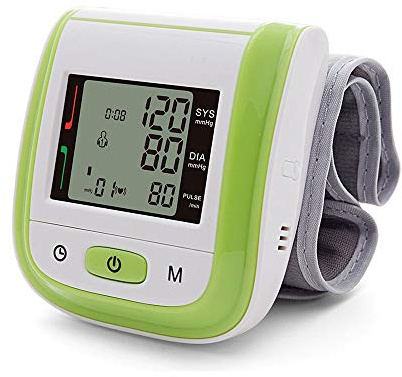 Huapa Tensiómetro de Muñeca, Totalmente Automático Tensiometro Muñeca, Esfigmomanómetro Digital Automático con Pantalla Almacenar 99 Conjuntos de Resultados (Verde)
