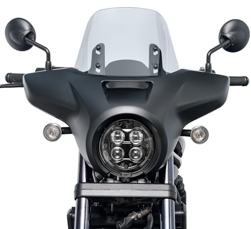 Motorcycle Headlight Fairing Cover with 9.75 Windshield Fit for Rebel CMX 1100 2021-2026 Windscreen Headlamp Cowl (Matte Black+Light Smoke)