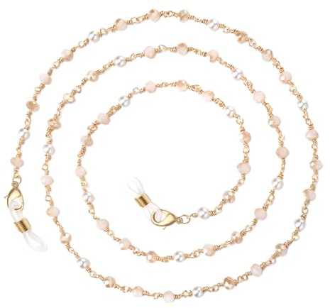 humlbird Brillenkette für Frauen Stilvolle Maske Lanyard Natürliche Kristall Maske Kette Augenbrille Halter Strap, Weiss/opulenter Garten, Small