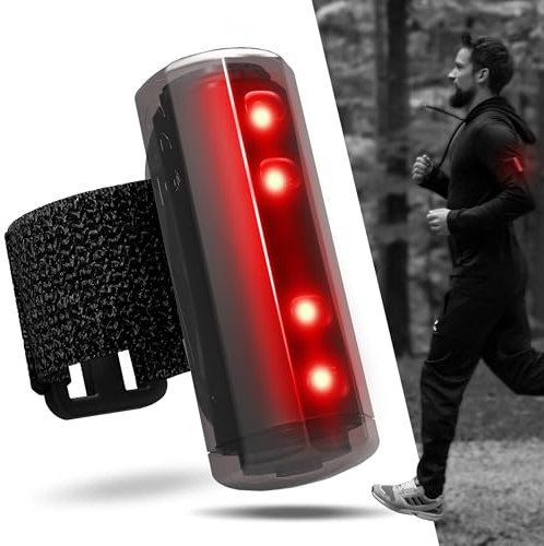 VELMIA Dynamo Lauflicht zum Joggen - Sichtbar bis 300m - Keine Batterie erforderlich - Wasserdicht - Für sicheres Joggen - mit Klettverschluss zur optimalen Befestigung. Lauflicht joggen, lauflampe