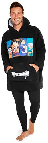 Dragon Ball Z Sudadera Hombre Sudadera con Capucha, Talla Única con Forro de Sherpa Hoodie, Forro Completo de Sherpa