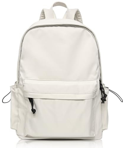 BITUOR Schulrucksack Damen, Casual Schultasche Travel Büchertasche 14 Zoll Laptop, Rucksack für Mädchen im Teenageralter, Wasserdichter, Unisex Daypack Schulrucksack, beige