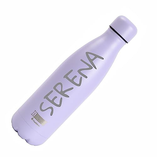 Borraccia personalizzabile modello glitter termica in acciaio INOX da 500 ml | Bottiglia isolata a tenuta stagna per Sport, Bambino, Bambina | 24 ore freddo & 12 ore caldo (500 ml, Lavanda Pastel)
