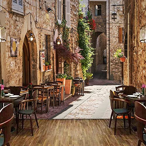 Benutzerdefinierte 3D-Fototapete Mediterrane Stadt Street View Retro Bar KTV Cafe Wohnzimmer Innendekoration Fototapete De Parede-420cm(W) x260cm(H)