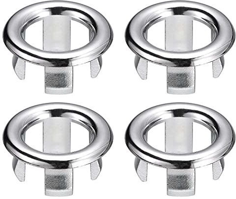 QUARKZMAN Évier Garniture Trop-plein Couvercle 25mm Argenté 4Pcs | Évier Trop-plein Anneaux, 25mm, Toilettes Cuisine Lavabo Bonde Couverture Trou Insert en Rond Capuchons