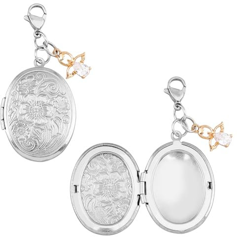 SUPERFINDINGS 2 Stück Hochzeitsstrauß Anhänger Mit Karabinerverschlüssen Ovaler Braut Hochzeitsstrauß Foto Anhänger 51mm Engel Foto Anhänger Für Verlobung Brautparty Dekoration