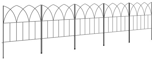 Outsunny Set di 5 pannelli decorativi in metallo per recinzione da giardino, per aiuole - dim. 205 x 45,5 cm, nero