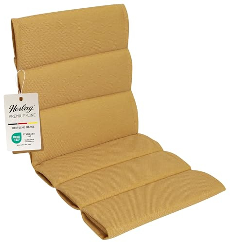 Herlag Niederlehner-Polsterauflage Linnea 103x50x3cm | Stuhlauflage Mehrfachsteppung | Auflage für Niedriglehner | Premium-Line | Öko Tex 100 | 1 Polster | Senfgelb