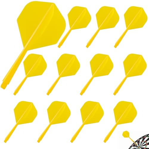 Pyroclasia 12 STK Darts Flights mit Schäfte Stabil Darts Zubehör Fusion Flights Dart Flyer mit Schaft Integrierte Festen Flights Kunststoff Dartschäfte Shaft Flight System Kombi(2BA)