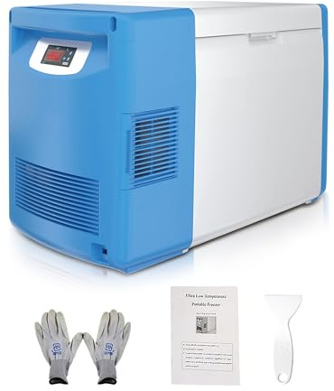 Bonxrdun Congelador de Ultra Baja Temperatura -86℃ Ideal para Laboratorio, Uso Médico y Doméstico, 20L, Color Azul – Perfecto para Almacenar Vacunas y Medicamentos （20L）