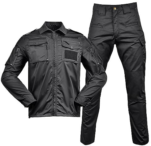 Darringlstaktische Set Herren Outdoor Wandern Anzug Paintball Combat Hemden und Taktischehose Langärmlige mit Reißverschluss kostüm Outdoor Camouflage Jagdbekleidung