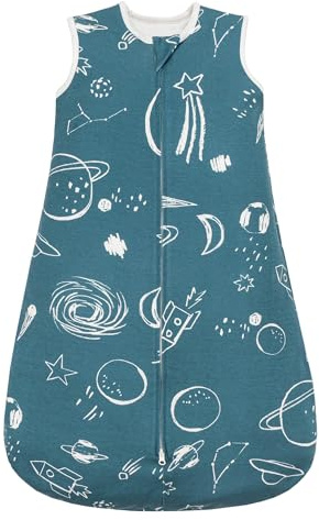 ZIGJOY Saco de dormir para bebé, saco de dormir cálido para bebé de 1,5 tog, manta portátil con cremallera de 2 vías para todas las estaciones, Blue Planet, 0-6 meses