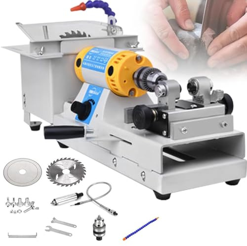 Hydravex Gemstone Polishing Buffer Machine, with Speed Adjustable Bench Lathe Polisher for Grinding-Cutting-Drilling, Tabletop Lapidary Equipment with Flexible Shaft/Handle/Universal Water Pipe