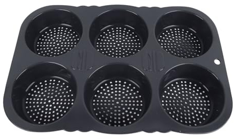 Molde para pan de hamburguesa de 6 cavidades, molde redondo de silicona para pan de hamburguesa, bandeja para hornear pan de hamburguesa casera para cocina