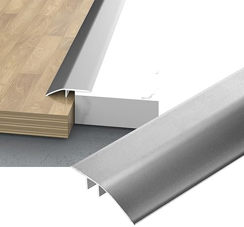 Übergangsleisten für Böden, Abdeckstreifen, Bodenübergangsleiste, Einstiegsleiste, Bodenleiste für Türen, Teppiche, Fliesen, Scooterkante, Breite 43 mm, Aluminium / Draue