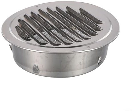 Round Stainless Steel Air Vents, Air Vent Grille Cover Wall Duct Ventilation Grill Fan Outlet Airflow Vent Hood Wall Air Outlet with Fly Screen Mesh(250mm)