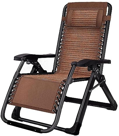 CHUNXVLI Liegestuhl Klappbar Liegestuhl Für Die Mittagspause, Tragbar, Zusammenklappbar, Für Den Sommer, Freizeit, Nickerchen, Für Ihre Eltern Sonnenliege Gartenliege(Brown)