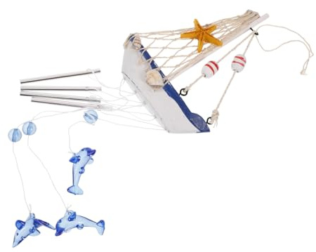 BEBEMOKO Nautische Windglocke Mit Segelboot-Design Dekorative Mediterrane Windspiel Für Garten Balkon Und Kinderzimmer Sanfter Für Heimdekoration