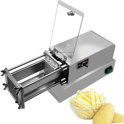 NGARY Machine Commerciale De Coupe-Frites, Coupe-Frites Électrique Professionnel avec Fonction Avant Et Arrière, 3 Tailles De Lame en Option pour Pommes De Terre, Carottes, Pommes