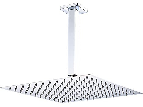 Hochdruck-Regenduschkopf, 30,5 cm, Chrom, verstellbar, quadratisch, ultradünn, Edelstahl, mit Duscharm, großer Wasserfall-Regenduschkopf für Badezimmer, G1/2-Zoll-Anschluss