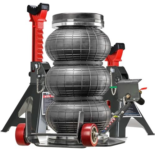 STIX Gato neumático de 4 toneladas + caballetes de taller de altura ajustable, ideal para reparaciones profesionales de automóviles