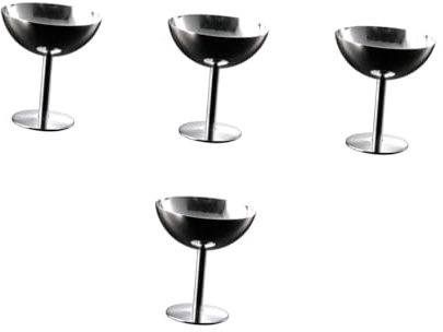 PRETYZOOM 4 Pz Coppa Gelato Tazza per Dessert Tartufo coppette da Dessert in Acciaio Gelato Tazza di Dessert Coppa per conservare Il Gelato del Ristorante Acciaio Inossidabile Silver