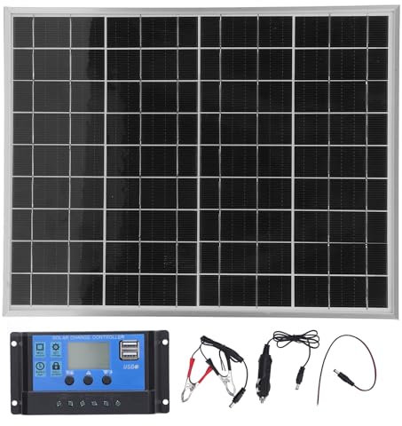 Zunate 15W Solar Batterie -Ladegerät, DC 12V 24 V Tragbarer Wassersicher von Solar Panel Rinnle Lading Kit und 60A -Controller für Auto, Automobil, Motorrad, Boot, Marine, Wohnmobil
