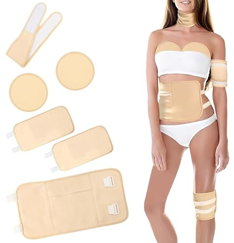 6 Stück Rizinusöl Packung Satz,Klettverschluss Verstellbare Taille Gürtel Castor Oil Pack,Wiederverwendbare Rizinusöl Wickel für Bauch,Knie,Hals,Brust,Leber Detox,Muskelschmerzen,Verstopfung