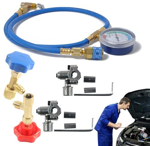AC Pro Ricarica Kit R134a | Kit Ricarica Smart R134a per Climatizzatori,Ricambi Auto Di Precisione Per Rilevamento Perdite Riparazione Cavi Diagnostica E Recupero Refrigerazione