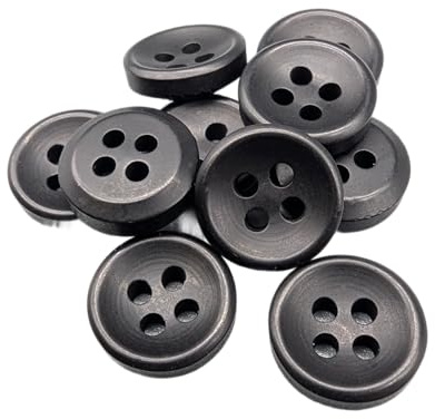 Botiboton - 50 Knöpfe für Hemden in warmen Farben - 5 Größen und 12 Farben zur Auswahl - mit 4 Löchern von 2 mm - Made in Spain - Versand aus Spanien - Farbe Schwarz, Größe 12 mm
