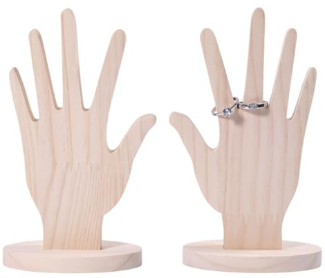 CHGCRAFT 2 présentoir à Bagues en Forme de Main en Bois pour Bijoux Papayawhip
